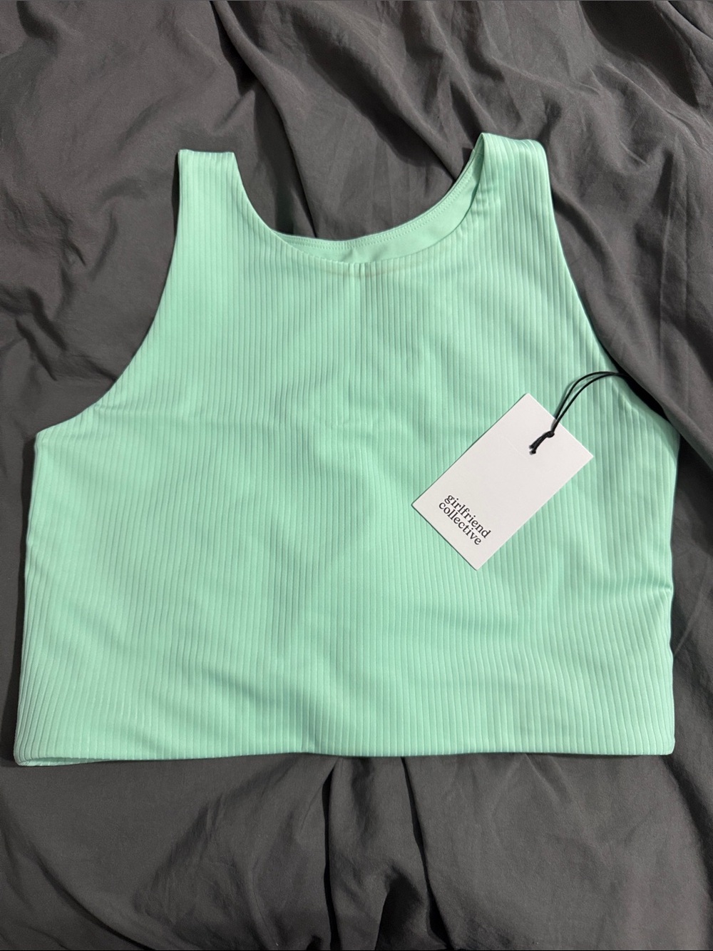 girlfriend collective Mint Green Ribbed Crop Tank